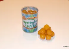 A photo of a new snack from Ewa-Bis called ´Honey Balls´. Covered in gelatin, the balls are filled with all natural Polish honey.