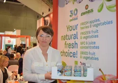 Anna Litwin, showing the arrange of new snacks offered by Ewa-Bis.