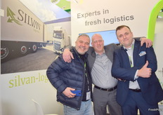 Nils Martirovs from GHB Export in Latvia at the Silvan Logistics stand with Rob Bosmans and Michal Stepian from Silvan Logistics.
