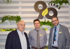 Celebrating 90 years of business, Nikos Protofanousis (owner), Yannis Protofanousis and Nikos Pardalis from Proto, Greek producer of kiwis and cherries.
