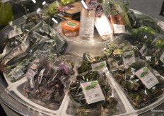 Tozer Seed had lots of interesting products which been made with Kalettes - among them bradworst with kale and cheese with kale.