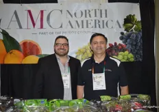 Nick Fisfis and Sonny Caram with AMC North America have Chilean grapes on display at the booth.