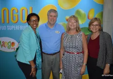 Smiles in the booth of the National Mango Board. From left to right: Valda Coryat, Dennis Kihistadius, Tammy Wiard and Wendy McManus.