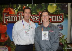 Don Goforth and Parker Anderson with Family Tree Farms talk to customers about blueberries as well as stone fruit.