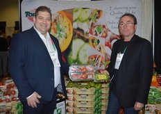 Dino Dilaudo and Tony Cappelli with Westmoreland- TopLine Farms show organic TOVs and fried green tomatoes.