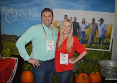 John Frey and Hilary Long with Frey Farms promote Tsamma watermelon juice.