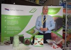Steven Davies, EMEA Packaging Market Manager at the DuPont Teijin Films stand.