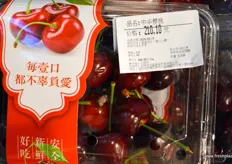 Early crop of Chinese cherries, selling at 27 Euro for half a kilo.
