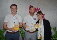 The Love Beets team proudly presents its award-winning Honey & Vinegar Golden beets in the category Most Innovative New Vegetable product. From left to right George Shropshire, Chris Horrell and Hollie Johnson. Chris also shows a new addition to the company's beet line; ready-to-eat potatoes.