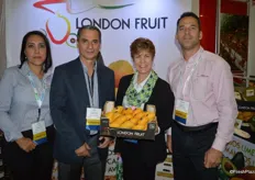 The team of London Fruit: Monica Izaguirre, Jorge Hernandez, Cindy Swanberg Schwing and Michael Stewart. Cindy proudly shows the new premium black label box that was just launched.