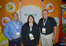 Jorge Sosa, Erika Gonzalez and Kevin Roberts with Wonderful Citrus. The company won an award with the Halos Tree and Tractor in the category of Most Innovative POS Solution.