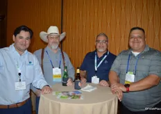 Enjoying a beer after the trade show are Carlos Santos with Santos International as well as Scott Fletcher, David Leal and Ozzy Montoya with Allen Lund Company.