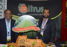 Mani Skaria and Cheri Abraham with US Citrus. The company says it grows the world’s fastest growing citrus trees via micro-budding, its proprietary and all-natural grafting technique.