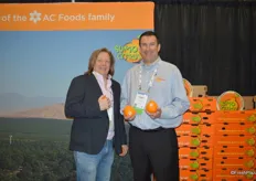 Brett Burdsal and Dan Kass with Suntreat proudly show Sumo citrus. The company just finished a successful Sumo season.