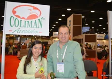 Mariana Palma Camarena and Guillermo Cardenas with Coliman proudly show avocados grown in Michoacán, Mexico.