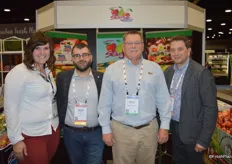 Kaci Komstadius and Steve Kuebler (second from the right) with Sage Fruit receive a visit from Adam Donikian and Frank Bondi (far right) with Sobeys.