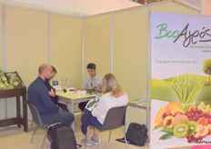 A very busy team at Bio Ageos, speaking with visitors.