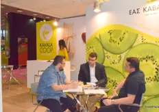 Hard at work at the Kavala Coop stand, with Sarantidis Panagiotis, from the company, seated in the middle.