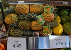 Pineapples from Costa Rica, avaialable for CAD 4.49 each.