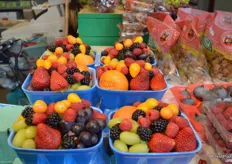Mixed fruit varieties in a tray.