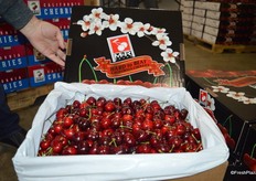 Coral cherries in M&R's black box. Size 8.5 row and destined for export to Korea.
