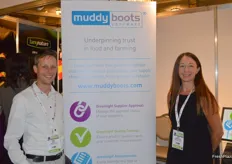 Simon Smith and Laura Morgan-Rees at the Muddy Boots stand.