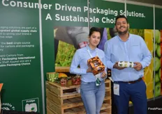 Katarina Rogic and Roger Beshay at I-Procure with some fantastic new cardboard packing.