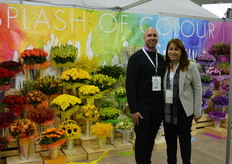 Nathan Graham and Betty Minas with a beautiful display of colour at the Lynch Group stand.