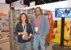 Marsha Verwiebe with Volm Companies and Wim van der Meulen with Jasa Packaging proudly stand in front of the VP350, a Vertical Form, Fill and Seal bagger that makes certain styles of pouches. The company won the Innovation Award for Best New Packing/Processing Equipment with its Pouch Bagger that takes pre-made pouch bags and fills them.