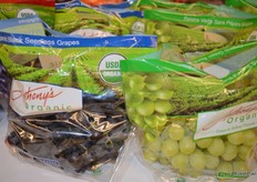 Red and green organic seedless grapes from Anthony Vineyards. These grapes are grown in California's San Joaquin Valley. This year, the company expects to harvest 7 million boxes of grapes, of which 3 million will be organic.