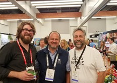 Travid Nordgren with Whole Foods Market, Ernesto Maldonado with the Star Group and Chris Romano with Cece's Veggie Co. on the show floor.