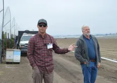 Parker Weiss, Applied Research and Agronomy Manager with Driscoll's and John Eiskamp, a grower for Driscoll's talk to the group of visitors that is made up of Organic Produce Summit attendees.