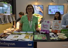 Sarah Huntly at the LoveBeets stand promoting LoveBeets and new ready to cook flavoured potatoes.