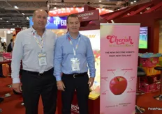 Heath Wilkins and Patrick Meikle were promoting Golden Bay's Cherish apple and Piqua Boo pear. The company is also building a new state of the art packhouse with a 10 lane grader from Dutch company Greefa.