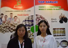 Jessica Li and Chen Meng from Easiland Commercial Co., Ltd. Their company is specialised in exporting fresh garlic, carrot, cabbage, frozen/dehydrated fruits and vegetables.