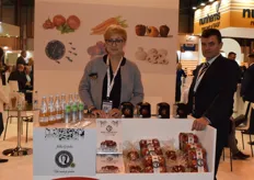 Magdalena Wrotek-Figarska from Jablka Grojeckie displaying their Polish apples and juices. They even created an energy drink made with their apples.