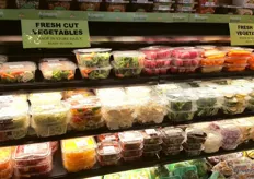 Another section housed a variety of freshly cut vegetables, further highlighting the store's focus on grab-and-go, quick-to-prepare produce.