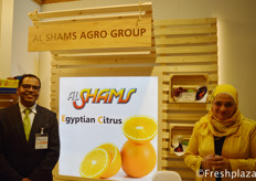 Amr Gamal (Commercial Consultant) and Sumaya Ali (Executive Manager) from Al Shams Agro Group. They are a renowned producer, marketer and exporter of fresh fruit and vegetable, fruit pulp, puree and concentrates.