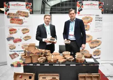 Adam Sikorski and Witold Gaj from SoFruPak with a range of totally recyclable cardboard packing. 