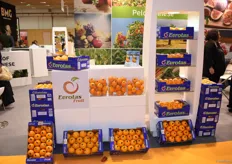 The stand of Eurotas Fruit. They deal in oranges and other citrus. 