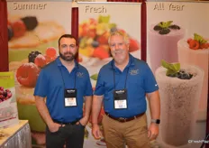 Jaysen Weidner and Doug Perkins with HBF talk to customers about the company's specialty berry programs, including currants, cranberries and kiwiberries.