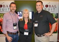 The team of Global Fruit talks to show attendees about Canadian cherries. From left to right: Richard Isaacs, Laurel Angebrandt and Andre Bailey. Richard just joined the team and moved from the UK to Canada.