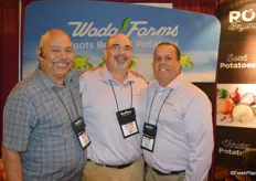 John Vlahandreas and Manny Carvajal with Wada Farms get a visit from George Nunez with Olympic Fruit and Vegetable.