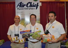 Brian Campos, Howard Nager and Brano Popovac with Sun Pacific, showing organic kiwis, organic table grapes and California navel oranges.