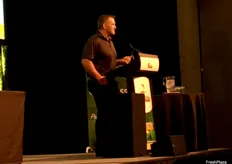 Shane Webcke, guest speaker and former rugby league player, sharing his insights of growing up on a cotton farm.