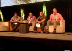 Banana growers Mark Nucifora, Peter Inderbitzin, Rob Zahra and Matt Abbott explaining their innovative farming practices.