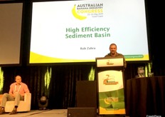 Rob Zahra, an Innisfail banana grower, discussing his High Efficiency Sediment Basin project.