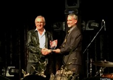 Peter Molenaar being presented with his Award of Honour, by Australian Banana Growers' Council Stephen Lowe
