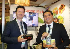 Massimiliano Persico and Massimo Bellotti, Canton Pack's head of strategic marketing and export sales manager. The Italian company is a food packaging solutions provider. One of its three business units is the production of packaging for the fruit and vegetable industry.