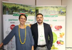 Rita Biserni and Matteo Tomasini from Alegra. The Italian Group counts Europe's leading retailers among its customers and main production crops are stone fruits, kiwifruit (gold and green), pears, apples, grapes, citrus and a wide range of vegetables.